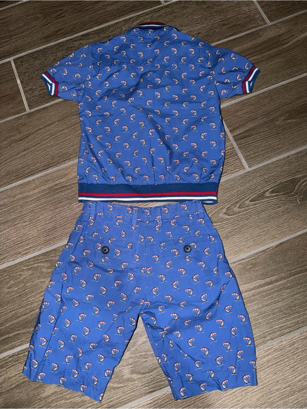 Dolce & Gabbana Boys Blue Polo-Style Set with Striped Trim